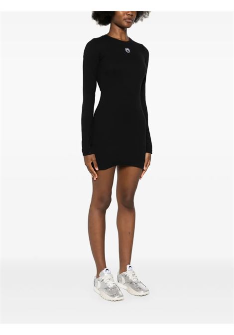 mini abito moon logo ribbed jersey ls crewneck donna nero MARINE SERRE | WDR267ACJER0011BK99